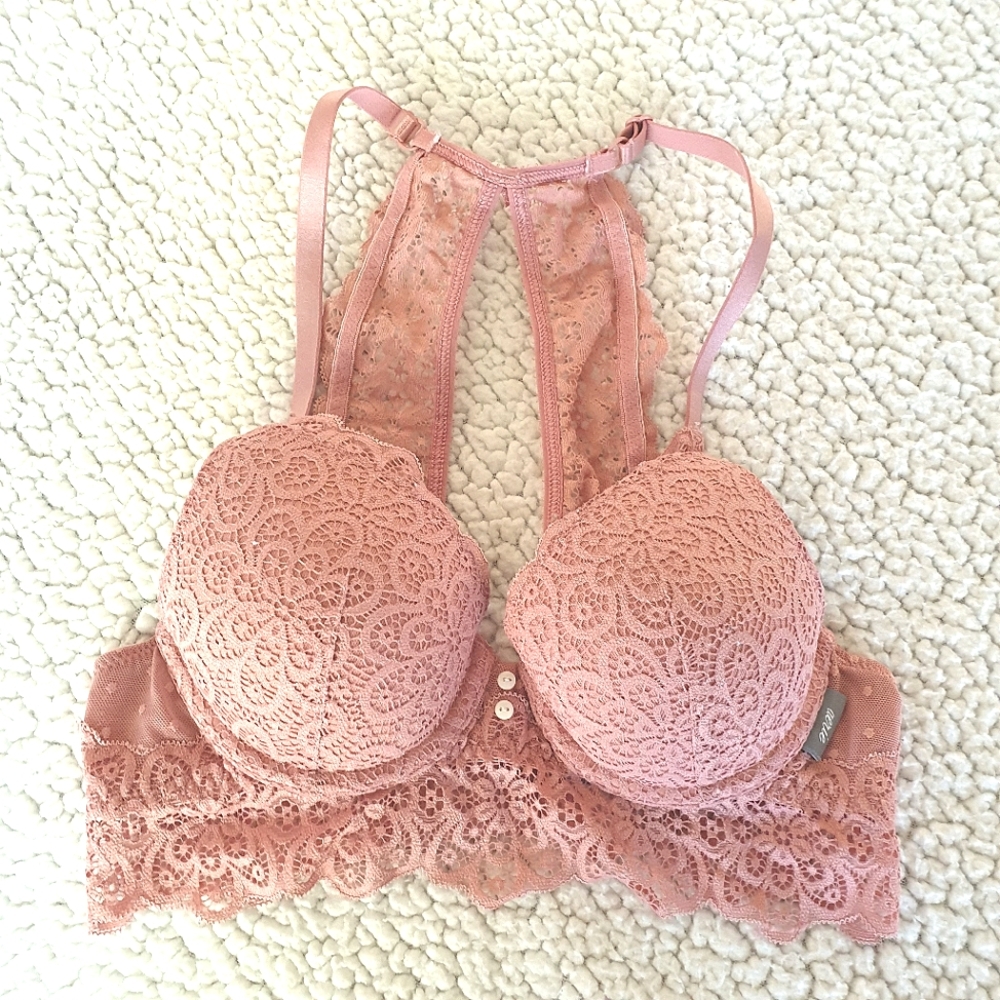 Aerie dust nude pink lace bralette bra racerback 32A Pre-owned